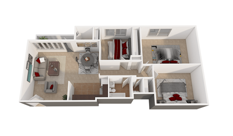 Floor plan for 3 beds, 1.5 baths, 1076 sqft